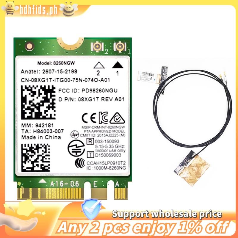 -8260 8260NGW การ์ด WiFi + 2XAntenna 2.4G/5Ghz 867M โมดูลการ์ดไร้สายสําหรับ Intel AC 8260