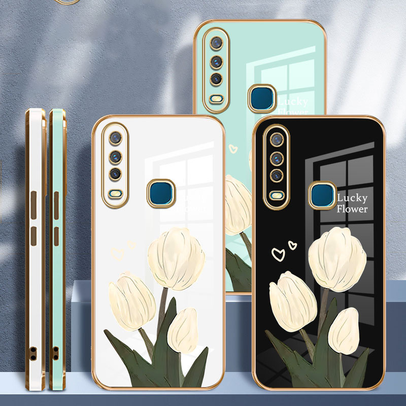 สามดอกทิวลิปเคสโทรศัพท์สําหรับvivo S1 Pro V23 V27 V27 Pro V27E V29 V20 Pro V15 V15 Pro V17 V19 Neo V19 V20 V20 SE V21 แฟชั่นในทางปฏิบัติและShook Proofกรณีโทรศัพท์มือถือ
