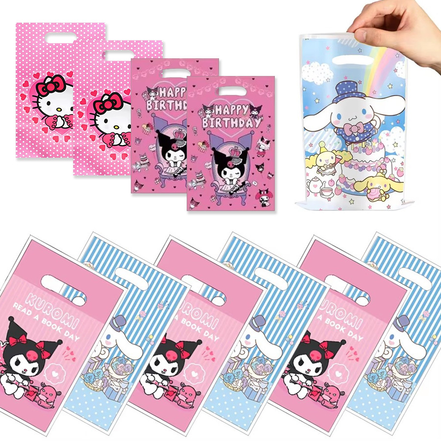 10/20/30ชิ้นคุโรมิคิตตี้ธีม30ชิ้น/ล็อตเด็กสาวโปรดปรานสุขสันต์วันเกิดพรรคของขวัญแปลกใจถุงขนมตกแต่งชินนามอนโรลจับถุงขนมกล่องของขวัญถุงบรรจุภ