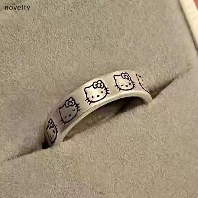 Nly Sanrio Hello Kitty แหวนเงินสําหรับสาวผู้หญิง Hello Kitty อุปกรณ์เสริมแหวนนิ้วแหวนหญิงแหวนการ์ตูน Kawaii แหวน N