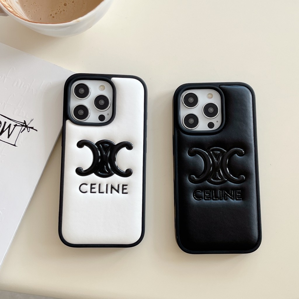 เคสโทรศัพท์สวยๆ หนังนูนเรียบง่ายแฟชั่นแบรนด์โลโก้เคสโทรศัพท์สําหรับ ไอโฟน 16โปรแม็กซ์ 16 15 14 13 12 11 โปรแม็กซ์ รวมทุกอย่างสไตล์โทรศัพท์ฝาหลังกร