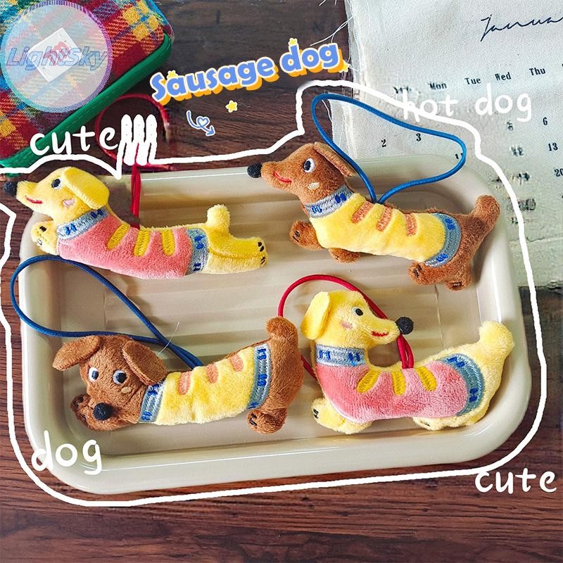 Lightsky Kawaii Dachshund ตุ๊กตาตุ๊กตาการ์ตูนตุ๊กตาลูกสุนัขพวงกุญแจจี้กระเป๋าเป้สะพายหลัง Charm น่ารักกระเป๋าแขวนตกแต่งของขวัญเด็ก TH