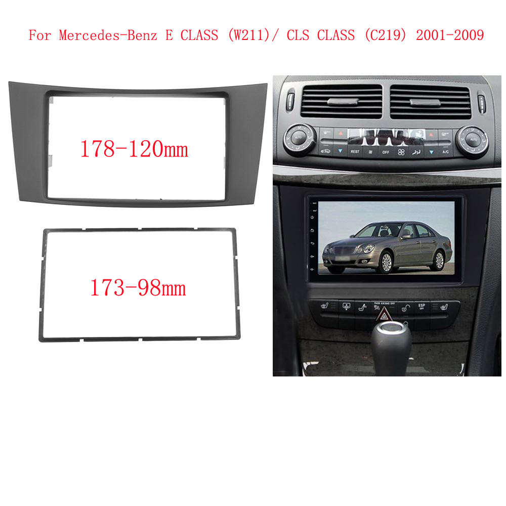 Double Din รถวิทยุ Fascia สเตอริโอแผงกรอบสําหรับ Mercedes BENZ E CLASS W211 CD Trim เครื่องเล่น DVD 