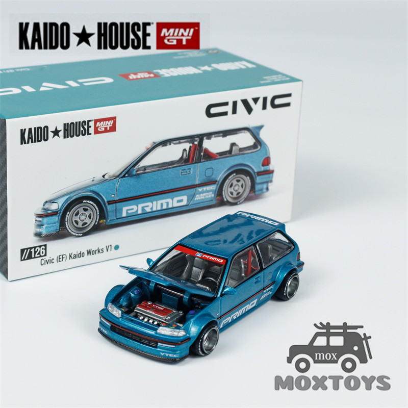 Kaido House x MINI GT 1:64 CIVIC (EF) KAIDO WORKS V1 รถโมเดลDiecast