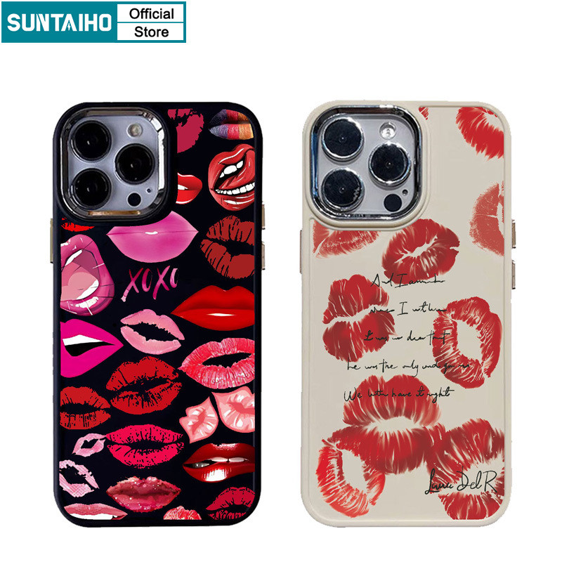 SUNTAIHO Suntaihoความงามเซ็กซี่ปลอกสีแดงlipพิมพ์รูปแบบเคสโทรศัพท์สําหรับiphone 16 15 14 12 13 11 Pro Max IP 7 8 Plus Iphon X Xs XR Xs Maxซิลิคอนนุ่มพรีเมี่ยมกันกระแทกปกหลัง