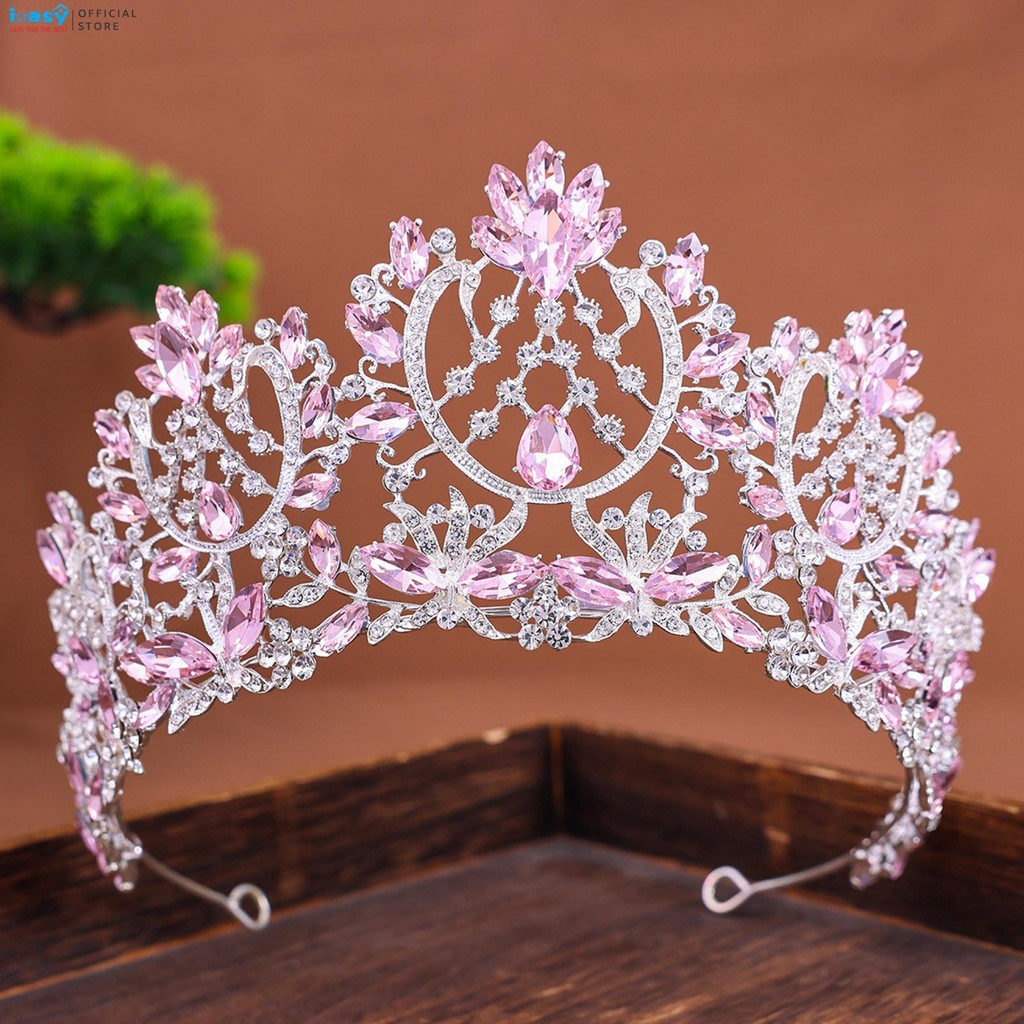 มงกุฎเจ้าหญิงผู้ใหญ่พร้อม พลอยเทียม งานแต่งงานมงกุฎระยิบระยับเต็มมงกุฎกลวง