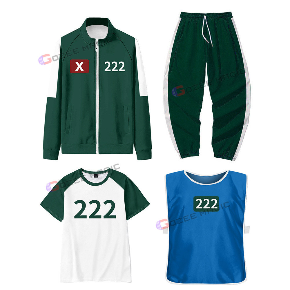 ชุดคอสเพลย์เกมปลาหมึก 4 ชิ้น/เซ็ต สไตล์ Seong Gi-hun จาก Netflix สำหรับฮาโลวีนและสวมใส่สบาย