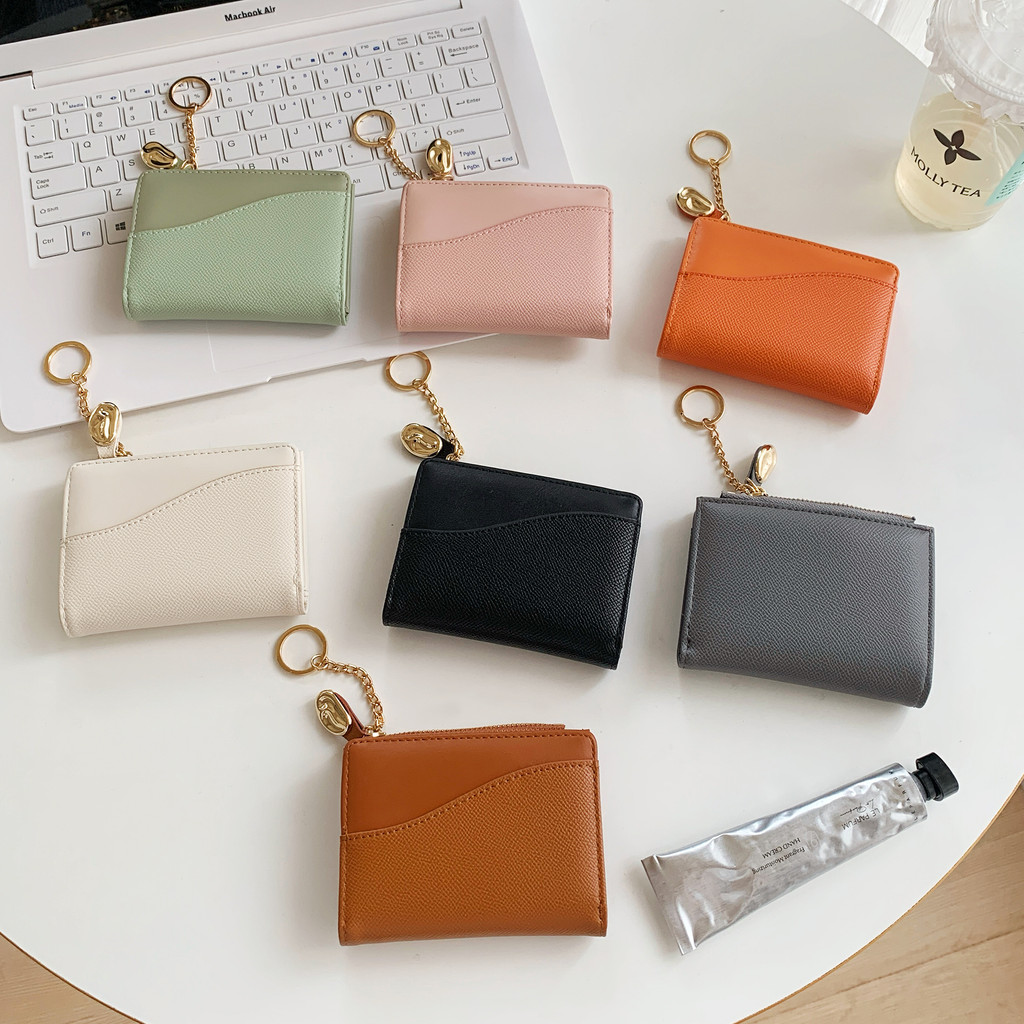 Simple Key Chain Women Short Style Wallet Folding Large Capacity Multi Card Case Cash Wallet