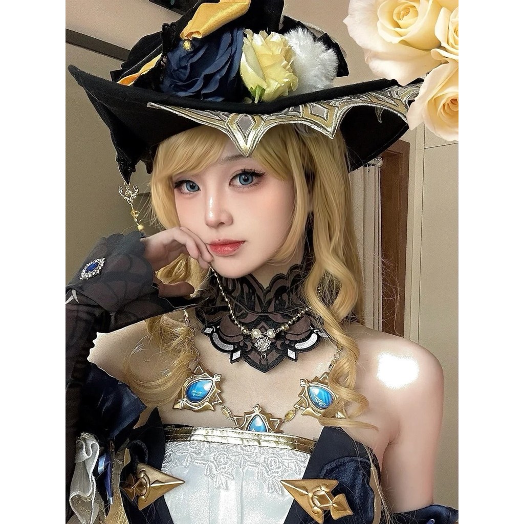 Yuanshen Cosplay Feng Dan Miss Navia ชุดแต่งกาย Minghua Vine Rudder สำหรับเกมสองมิติ