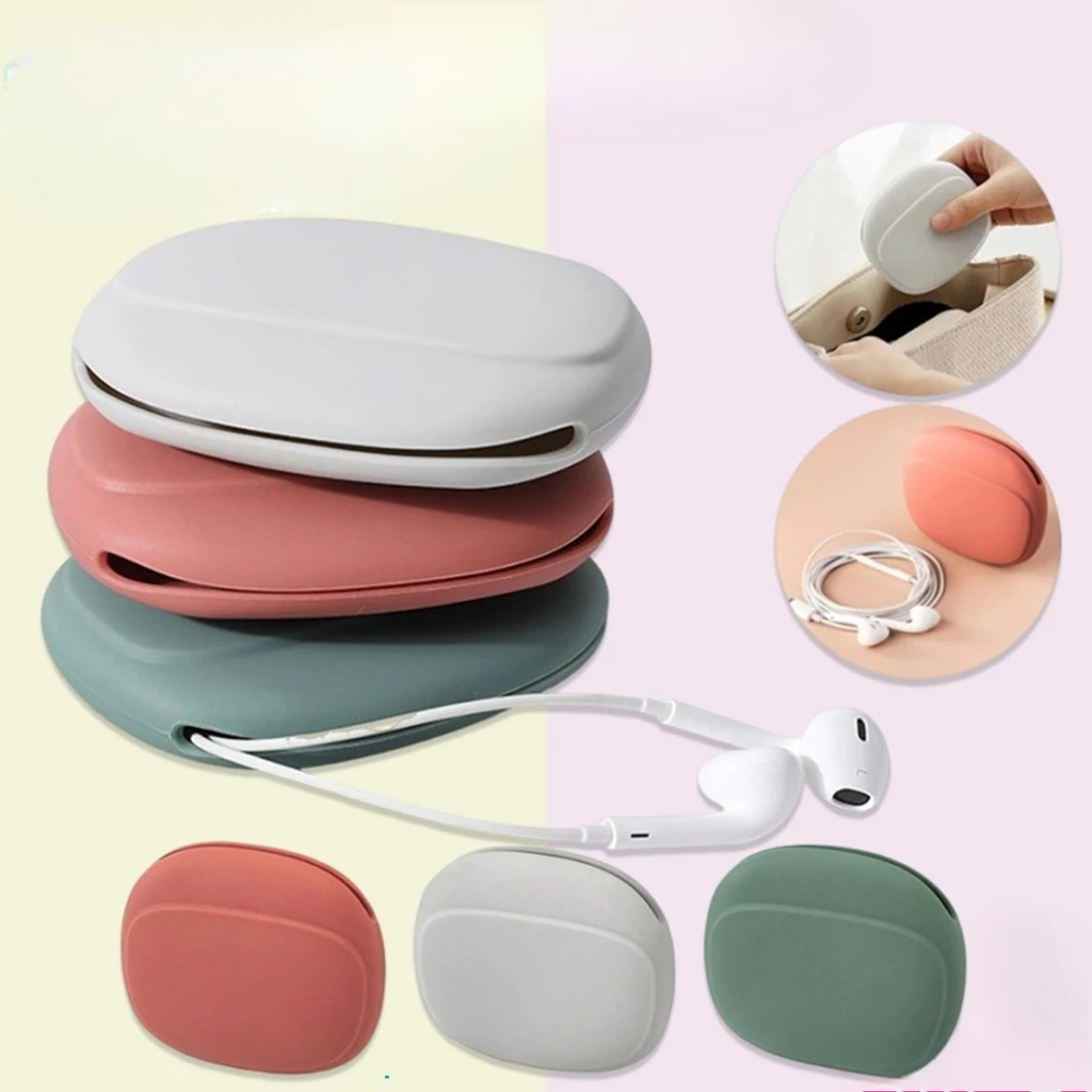 SMART【มีสินค้าในสต๊อก】 กระเป๋าใส่หูฟัง สายชาร์จ กระเป๋าเก็บของ แบบซิลิโคนนิ่ม ทรงวงรี แบบพกพาสะดวก กันน้ำStorage bag