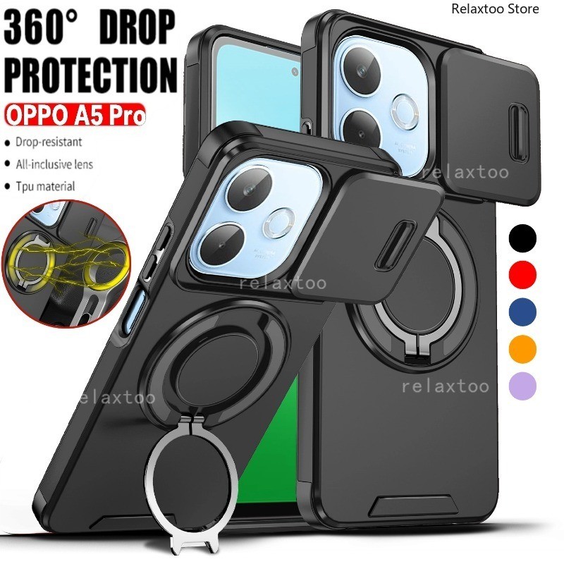 ปลอกสําหรับ OPPOA5 OPPO A5 Pro X A5X A5i Pro A5iPro OPPOA5Pro 5G กันกระแทกเคสโทรศัพท์โลหะเกราะแหวนวงเล็บ Stent กลับ Push เลนส์กล้องความเป็นส่วนตัวป้องกันผู้ถือกลับปลอกฝาครอบ