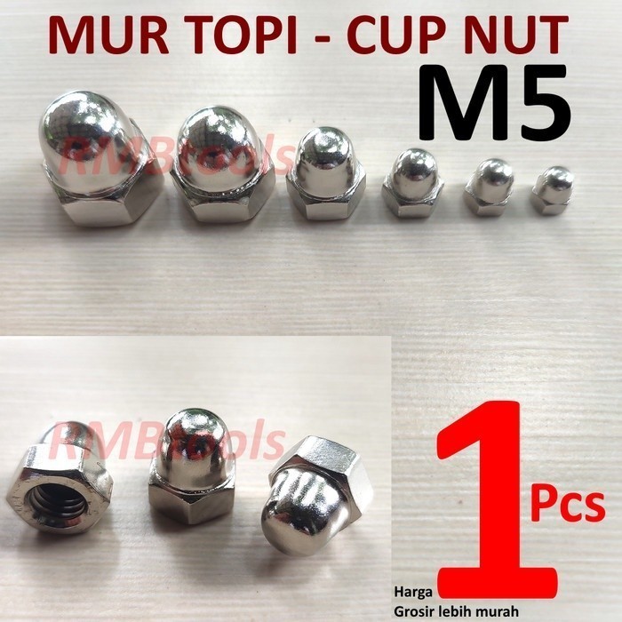M5 CAP NUT KEY 8 CHROMED NICKEL / CUP NUT M5 PITCH 0.800