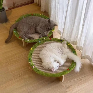 Pet Space เตียงสัตว์เลี้ยง เตียงแมว ผ้าป่านศรนารายณ์ระบายอากาศดี สามารถเหลาเล็บ ทนทาน พร้อมใช้งานในสี่ฤดูกาล