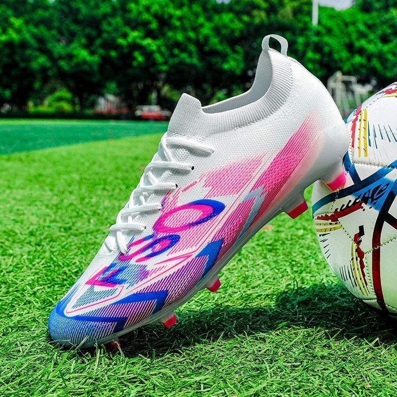 2025 รองเท้าฟุตบอลนักเรียนชายหญิงยาว Spike FG Breathable Cushioning Anti-slip wk