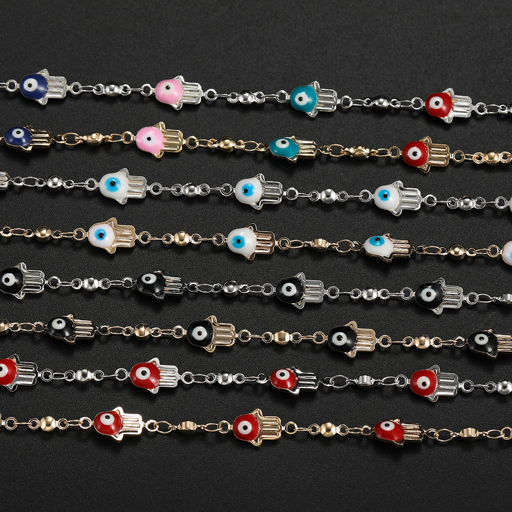 evil eye ดวงตาปีศาจ สร้อยคอทองแดงแท้เคลือบกันออกซิเดชั่น ตาปีศาจ 1เมตร สำหรับDIY สร้อยข้อมือ-สร้อยคอ