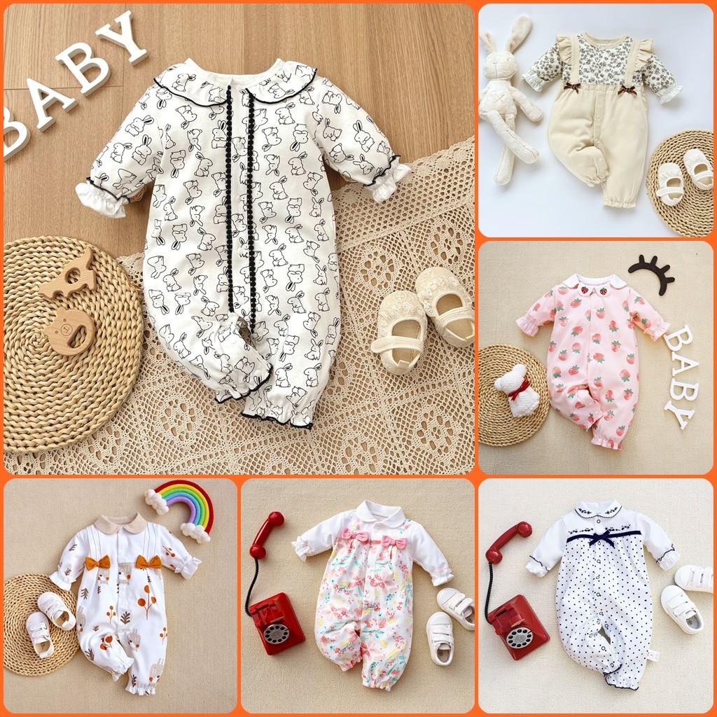 ชุดรอมเปอร์เด็ก แขนยาว ขายาว บอดี้สูทเด็กอ่อน เสื้อผ้าเด็กอ่อน พร้อมส่งจากไทย