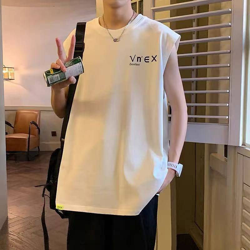 【Ready Stock】 Men's Vest Summer Casual Sports Net Red American Fashion Brand Sleeveless Cotton Fitne