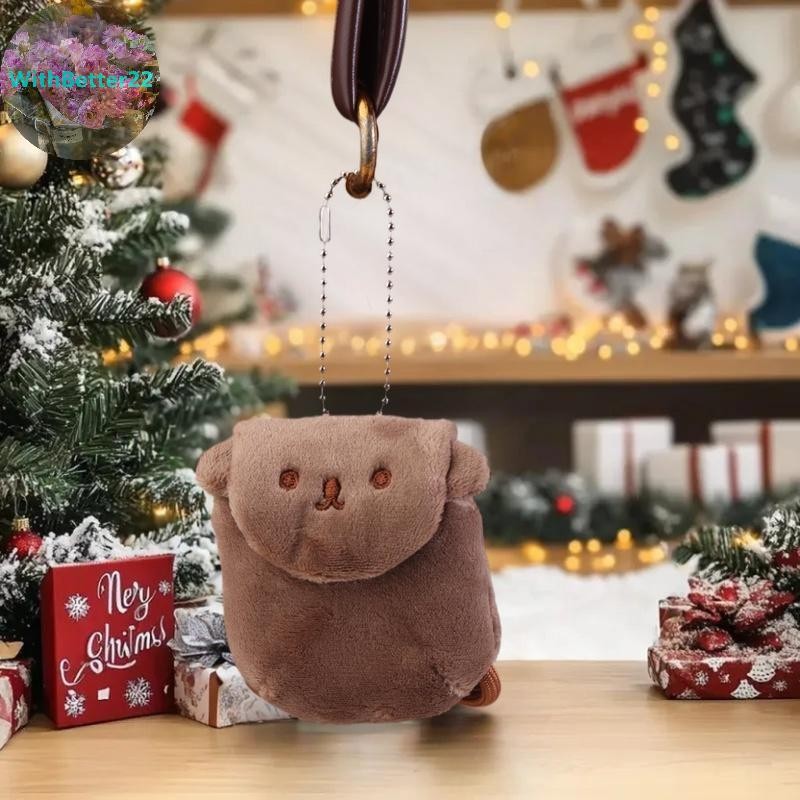 ด้วยBetter Kawaii หูฟังกรณี Furry Plush Bear CoinPurse พวงกุญแจสําหรับสาว Mini กระเป๋าเป้สะพายหลังกร