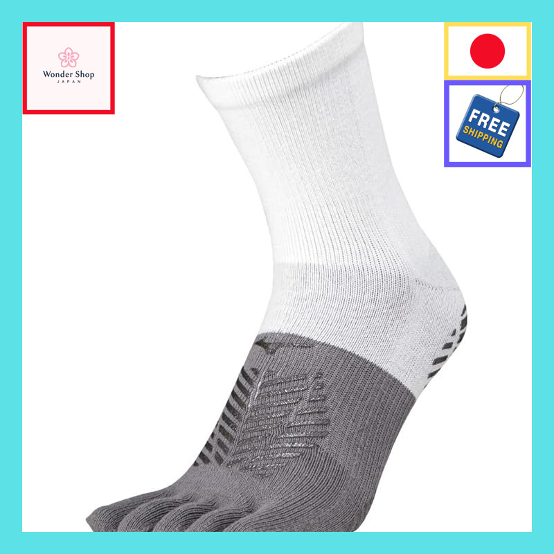 [Mizuno] Soccer Wear Zero Glide Short Socks with Grip, 5-toe Design, P2MX2510, White, Size 21.0-23.0