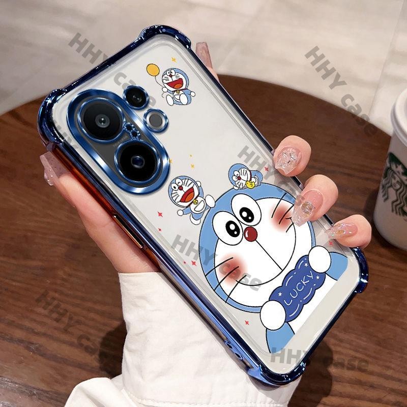 เคส Vivo X200 FE เคส กรณีการ์ตูน Jingle Cat Doraemon โปร่งใส Jelly กันกระแทกโทรศัพท์มือถือกรณีเลนส์กล้องป้องกันฟิล์มถุงลมนิรภัย Anti-Fall High-End ไฟฟ้ามือถือ