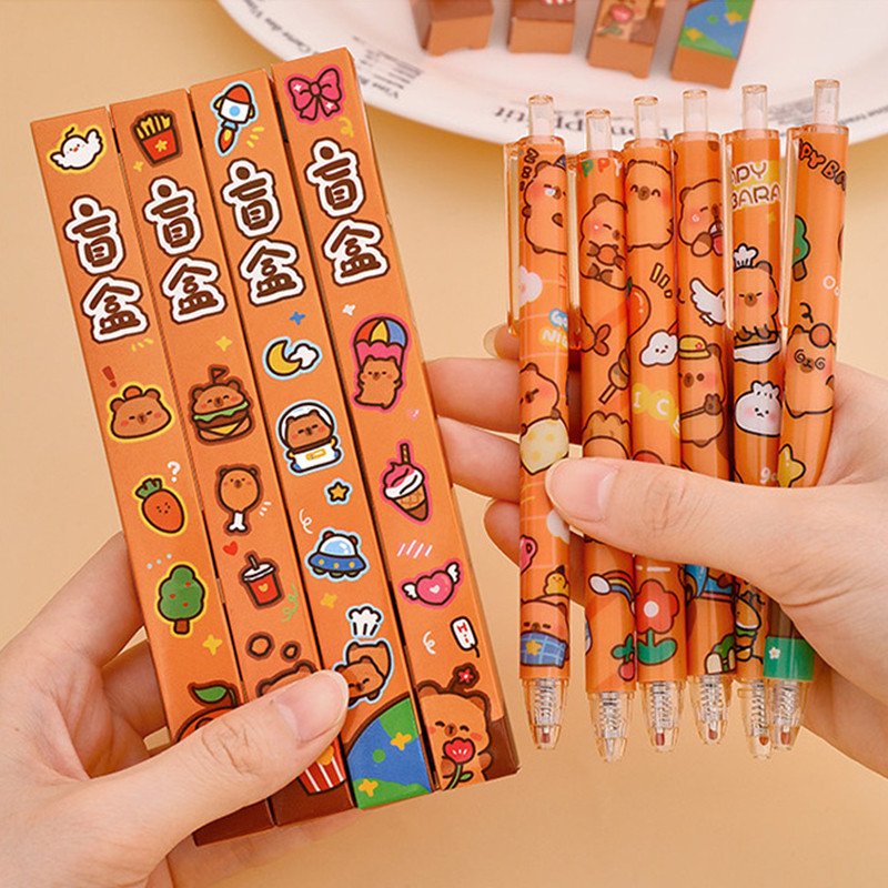 Creative Capybara Series กล่องตาบอดปากกาสนุกสุ่มปากกาลายเซ็นปฏิบัติอุปกรณ์ศึกษาเครื่องเขียนรางวัลของขวัญรางวัลนักเรียน