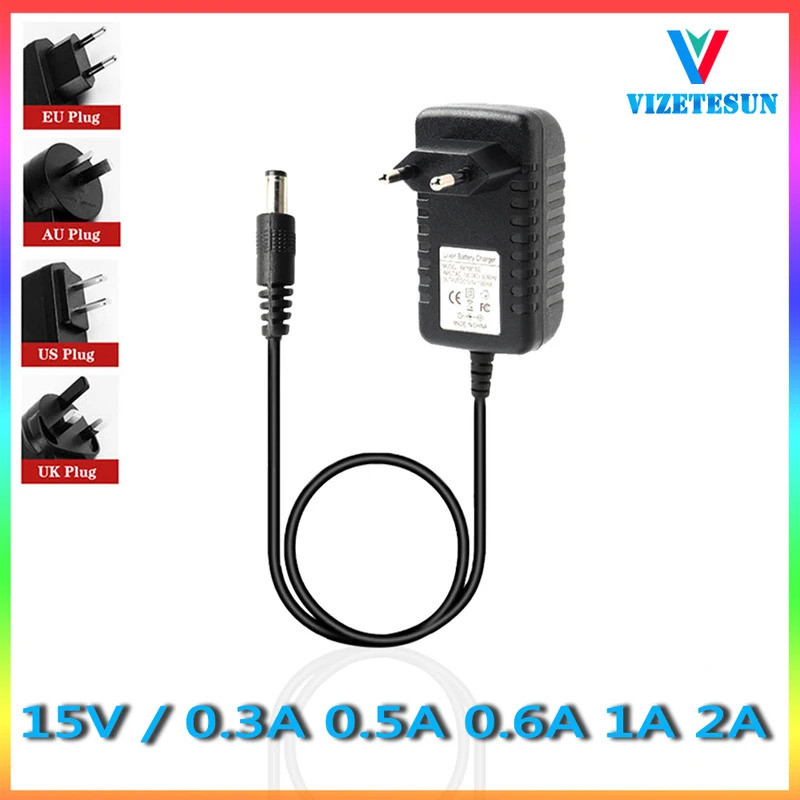 15V 0.3A 0.5A 0.6A 1A 2A Switching Power Adapter DC 5.5*2.1 มม.Universal Regulated Power สายไฟ