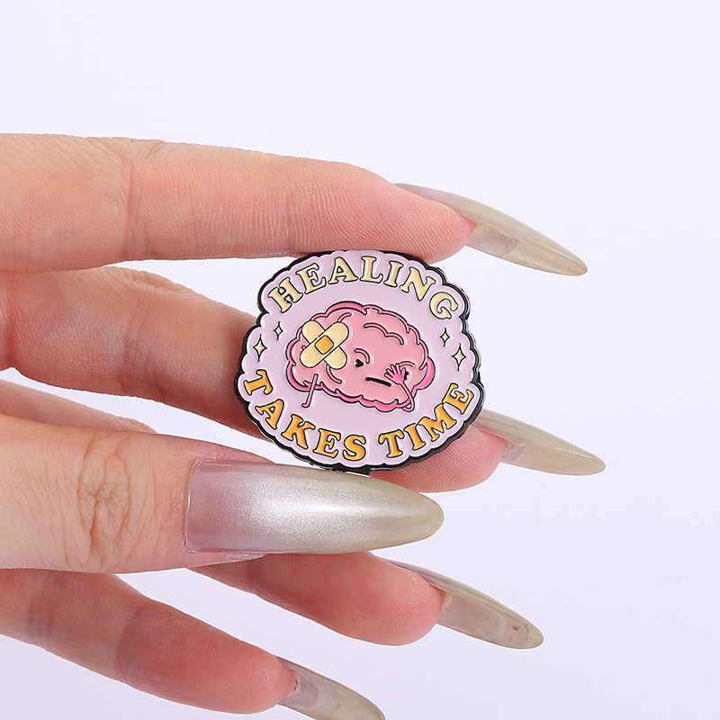 เข็มกลัดลายสมองสุขภาพจิต แบบบอร์ดน่ารัก พร้อมติดที่กระเป๋าเป้ เป็นของขวัญให้เพื่อน - รูปที่ 3