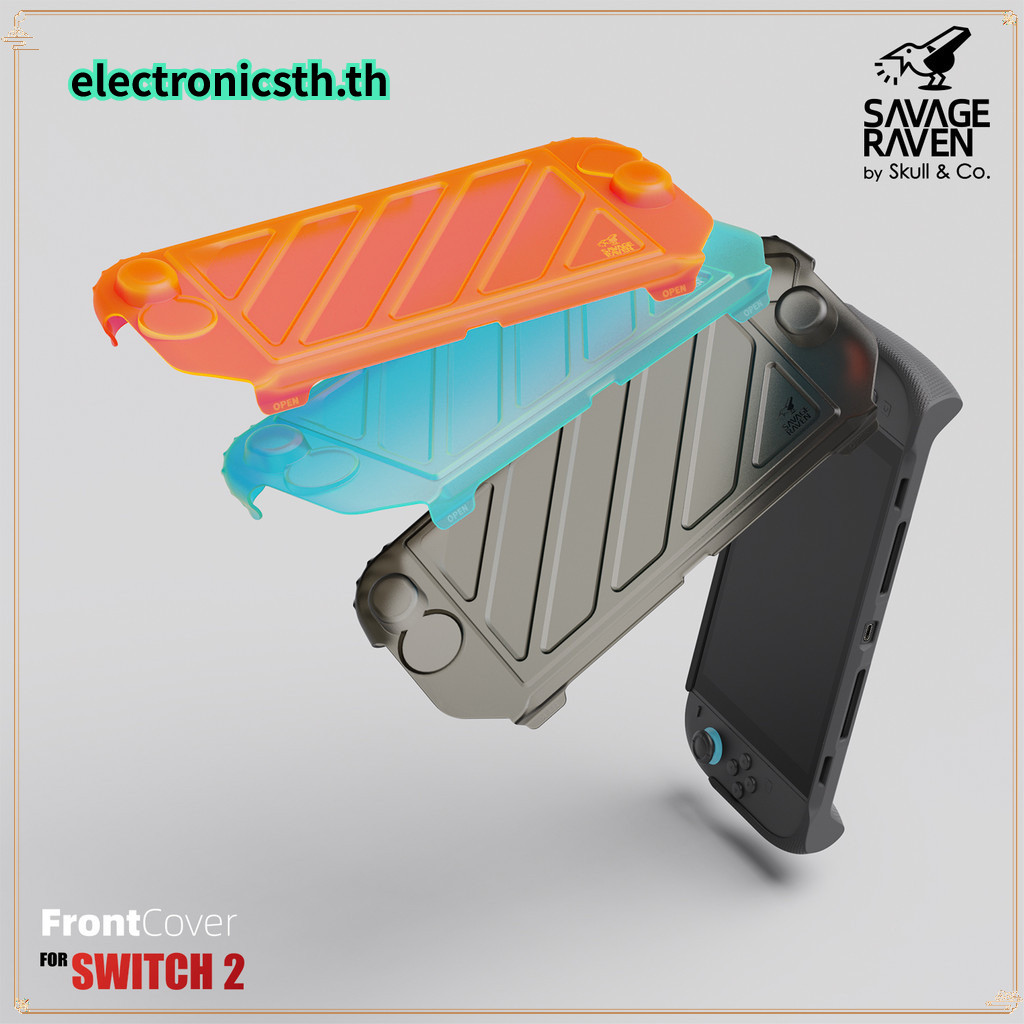 Savage Raven โดย Skull & Co. HardShell ฝาครอบด้านหน้าแบบพกพาป้องกันสําหรับ Nintendo Switch 2 StandGrip