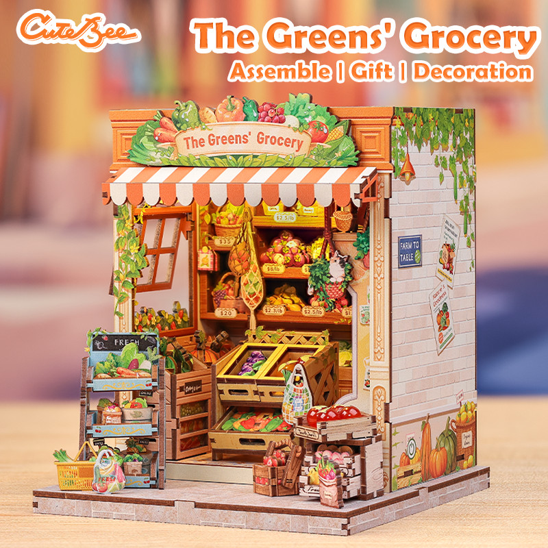 CUTEBEE CWGC213 Doll House DIY Miniature House Street Shop Series 3D Wooden Puzzle Mini House Toys -