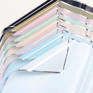 กระดาษห่อดอกไม้ ขอบเงิน 58×58 ซม. | แพ็ก 20 แผ่น หรูหรา จัดช…