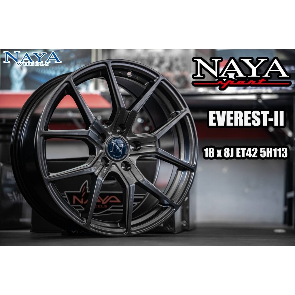 ล้อแม็ก ขอบ18 EVEREST-ll 18x8.0 5H113 ET42 สีไฮเปอร์แบล็ค🎏ราคาชุด4วง✅ แถมจุ๊บเหล็ก👍 มีรับประกันนาน 3