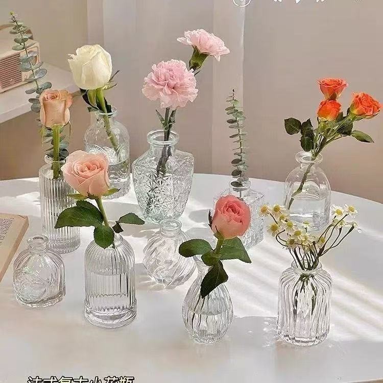 วินเทจบรรเทาแจกันมินิแจกันแก้วใสไฮโดรโปนิแจกันพืชย้อนยุคฝรั่งเศสแจกันแก้วใสประดับโต๊ะกระถางต้นไม้ตกแต่งรับผิดชอบที่ทันสมัยไฮโดรโปนิดอกไม้เหยือก