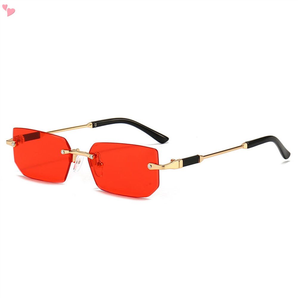 Rimless สี่เหลี่ยมผืนผ้าแว่นตากันแดดผู้ชายผู้หญิง Retro Frameless Square Shade Y2k แว่นตากันแดด Tinted แว่นตา