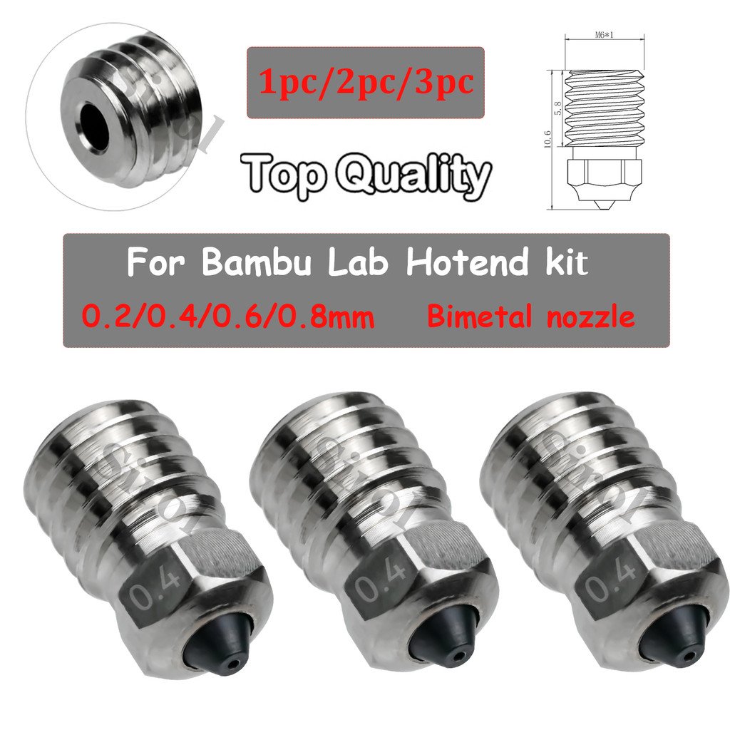 Nozzles Bimetal For Bambu Lab Hotend kit 0.4mm 0.6mm Copper Plating For V1 V2 V3 Hotend Nozzle 3D Pr