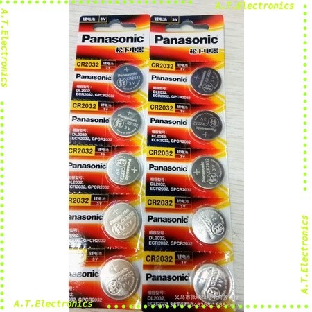 พร้อมส่ง! 1แผงมี5ก้อน แบตเตอรี่ลิฟต์ Panasonic/Panasonic CR2032  2032 แบตเตอรี่การ์ด 3V 5 ชิ้นต่อบอร