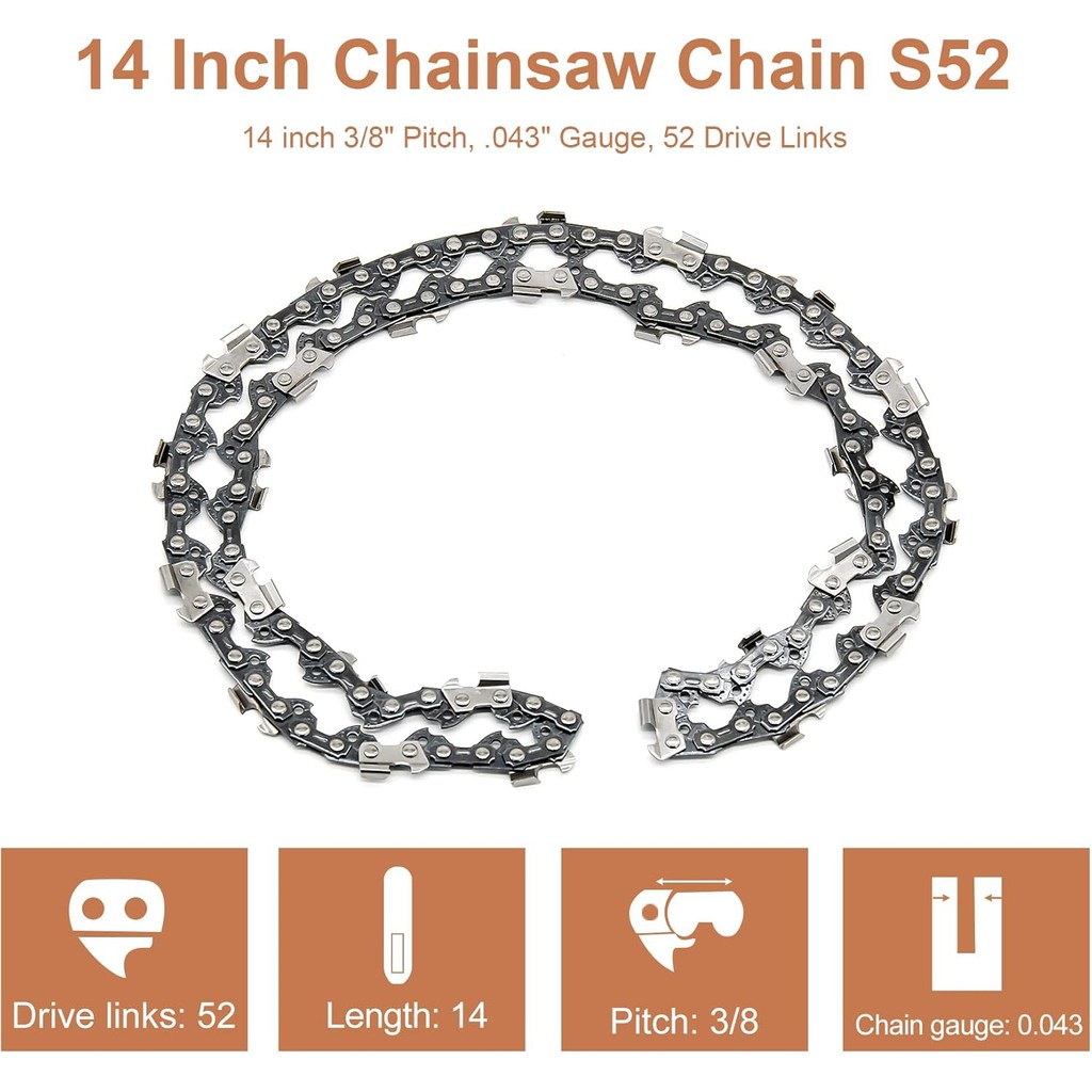 โซ่เลื่อยยนต์ 14 นิ้ว S52 สําหรับ Echo CS-310, ช่างฝีมือ, Ryobi RY3714, Husqvarna 120, LYNXX, Worx, 