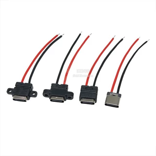 TYPE-C 2P ที่ยึดหญิงพร้อมลวดลวดเชื่อม TYPE กันน้ําแนวตั้งหูผู้ถือจุดบัดกรี USB หญิงหัว