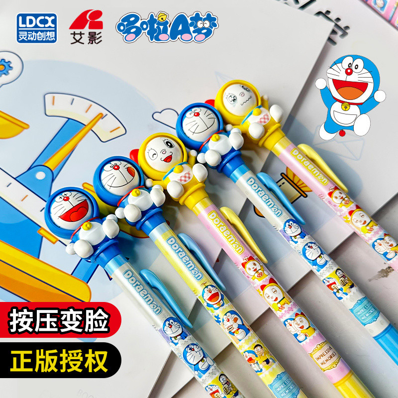 ความคิดสร้างสรรค์อัจฉริยะ โดราเอมอน ปากกาแขวนหน้า Tinkerbell Cat Doraemon ปากกาลายเซ็นเครื่องเขียนอะนิเมะอุปกรณ์ต่อพ่วง Decompression ปากกา