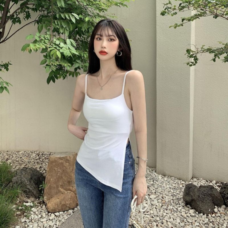 เซ็กซี่ เข้ารูป ​พร้อมส่ง เสื้อสายเดี่ยวไหมพรม ผ่าด้านข้างสุดเซ็กซี่ (11059)🌻Qingsun - รูปที่ 5