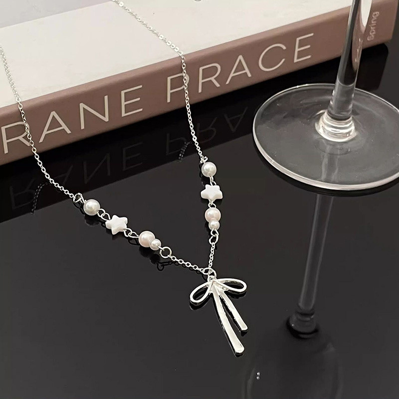 สร้อยคอมุก จี้ประดับโบว์ น่ารักหวาน สไตล์เกาหลี เข้ากับทุกชุด ของขวัญเครื่องประดับแฟชั่น สําหรับผู้หญิง - รูปที่ 5