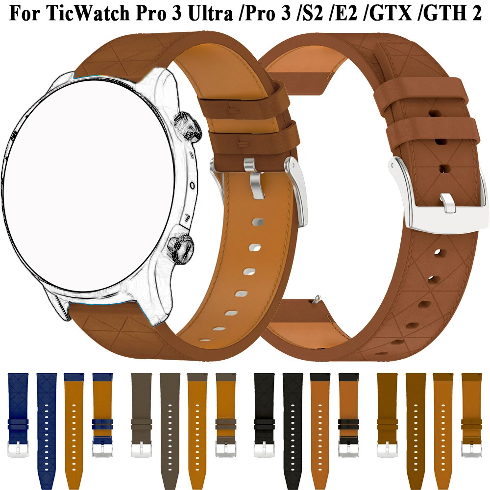 สําหรับ TicWatch Pro 3 Ultra GPS สายคล้องคอสายรัดข้อมือสําหรับ TicWatch S2/E2/GTX/GTH 2 หนังสังเคราะ
