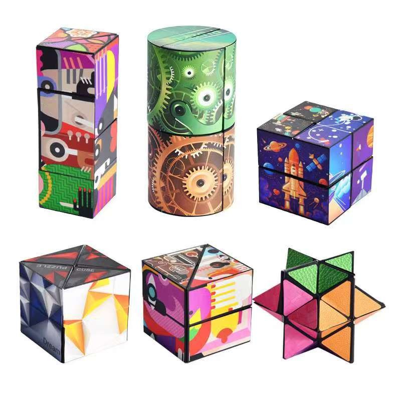 Infinite Magnetic Geometric Cube 6x6x6 ซม.เปลี่ยน Magic Cube Fidget ของเล่น Anti Stress Decompressio