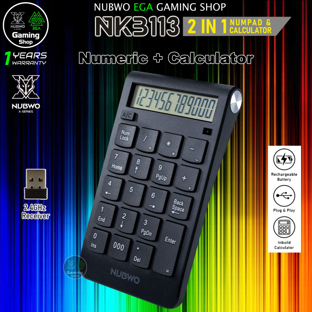 🎮 GAMING NUBWO NKB113 Numeric Numpad Keypad + Calculator 2in1 Wireless 2.4G คีย์บอร์ดแป้นพิมพ์ตัวเลข