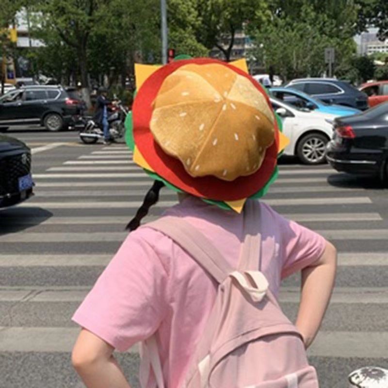 聚会搞怪帽子汉堡帽子cosplay女个夏季遮阳帽Party funny hat burger hat cospl20250728