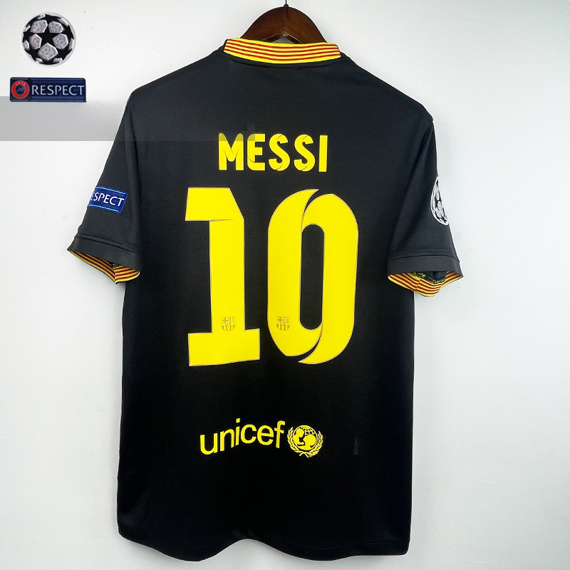 13-14 เกมฤดูกาล Barcelona 3RD Third Away Jersey Retro 10MESSI Championship Jersey ที่กําหนดเอง 1: 1 ไทยรุ่น 11#NEYMAR เสื้อ Jr JR
