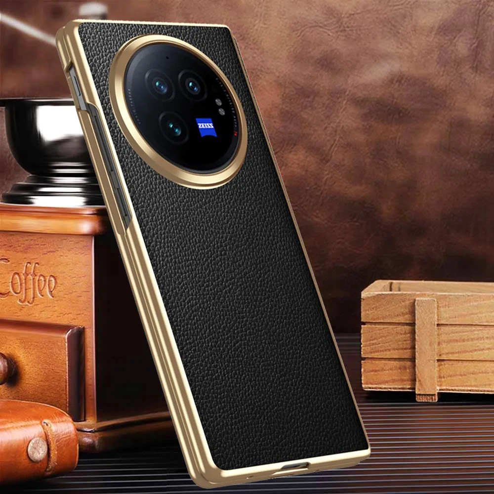 ของแท้หนังสําหรับ Vivo X Fold 5 2 3 Pro กรณีหนังและฝาครอบชุบสําหรับ Vivo X Fold 2 Fold 3 Pro โทรศัพท์ Protector