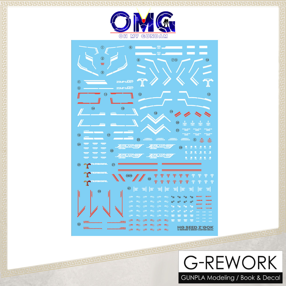 G-Rework HG Zgok Water Decal CD-H260 HG Zgok Gundam Water Slide Decal GRework Water Decal สติกเกอร์ 