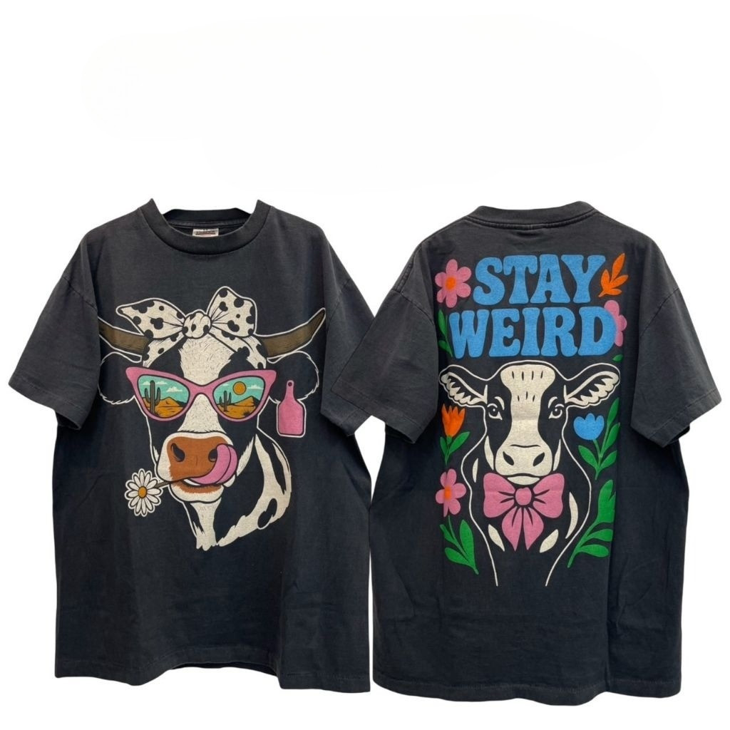(จัดส่งตลอด 24 ชั่วโมง）REOY_STUDIO เสื้อยืด cotton 100% Oversize แฟชั่นสไตล์เกาหลี ลูกพีชT-Shirtโอเวอร์ไซส์ สกรีนลายสวยง