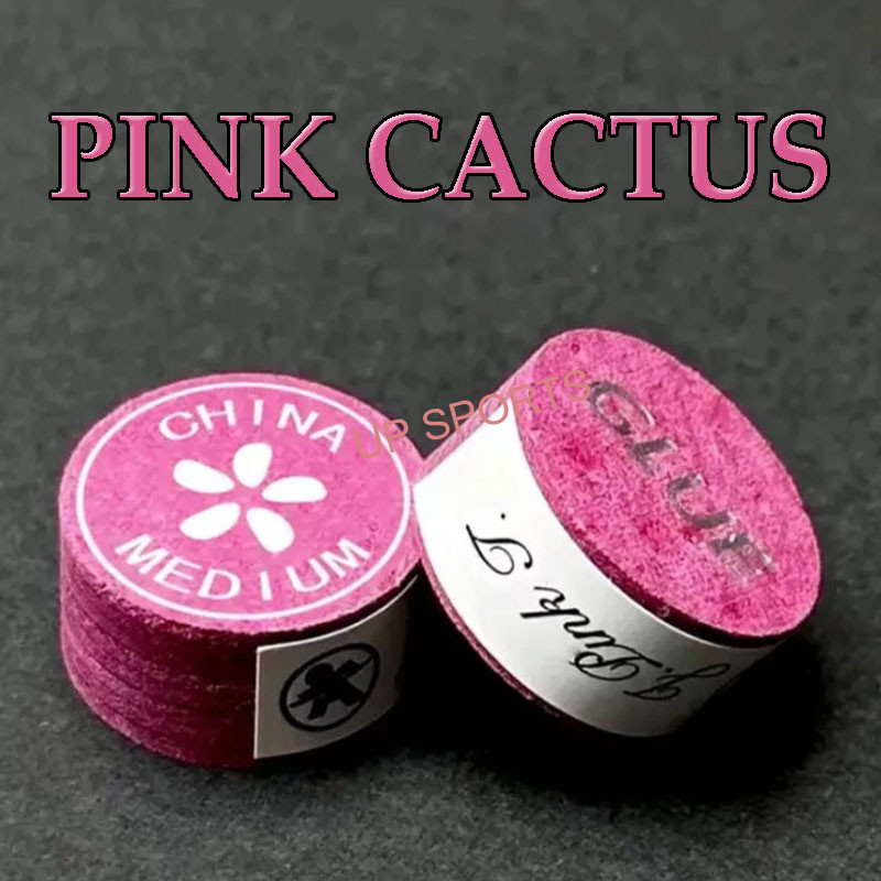 สีชมพู CACTUS ปลายคิวสระว่ายน้ําสีชมพู, ปลาย 14 มม. ทําจากหนังหมูหลายชั้นพร้อม M สําหรับสระว่ายน้ําและอุปกรณ์สนุ๊กเกอร์บิลเลียด