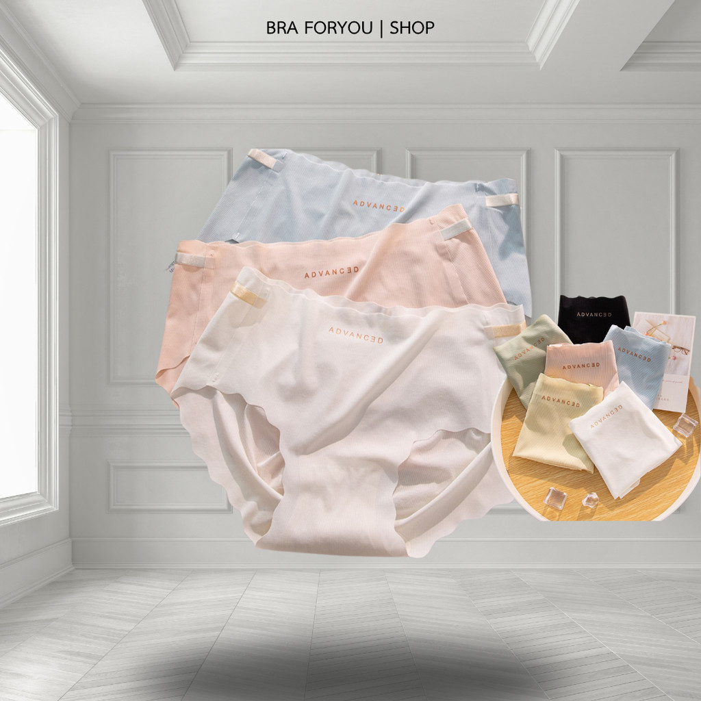 Bra Foryou กางเกงในไร้ขอบ ผ้าไหมนิ่ม ใส่สบาย สกรีน Advenced E06 แต่งขอบหยักสีพื้น Underwear Women เสื้อผ้าผู้หญิง – โปรปัง